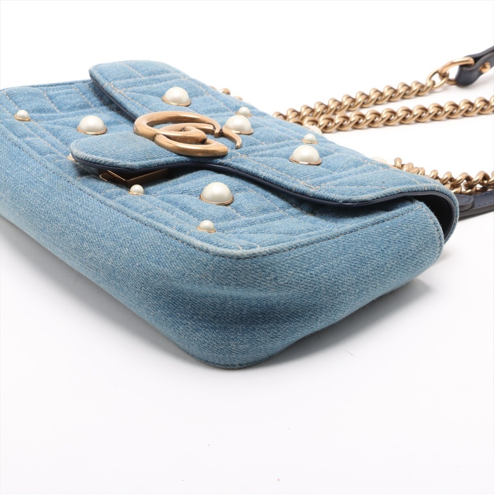 Gucci GG Marmont denim chain shoulder bag blue - Picture 3 of 8